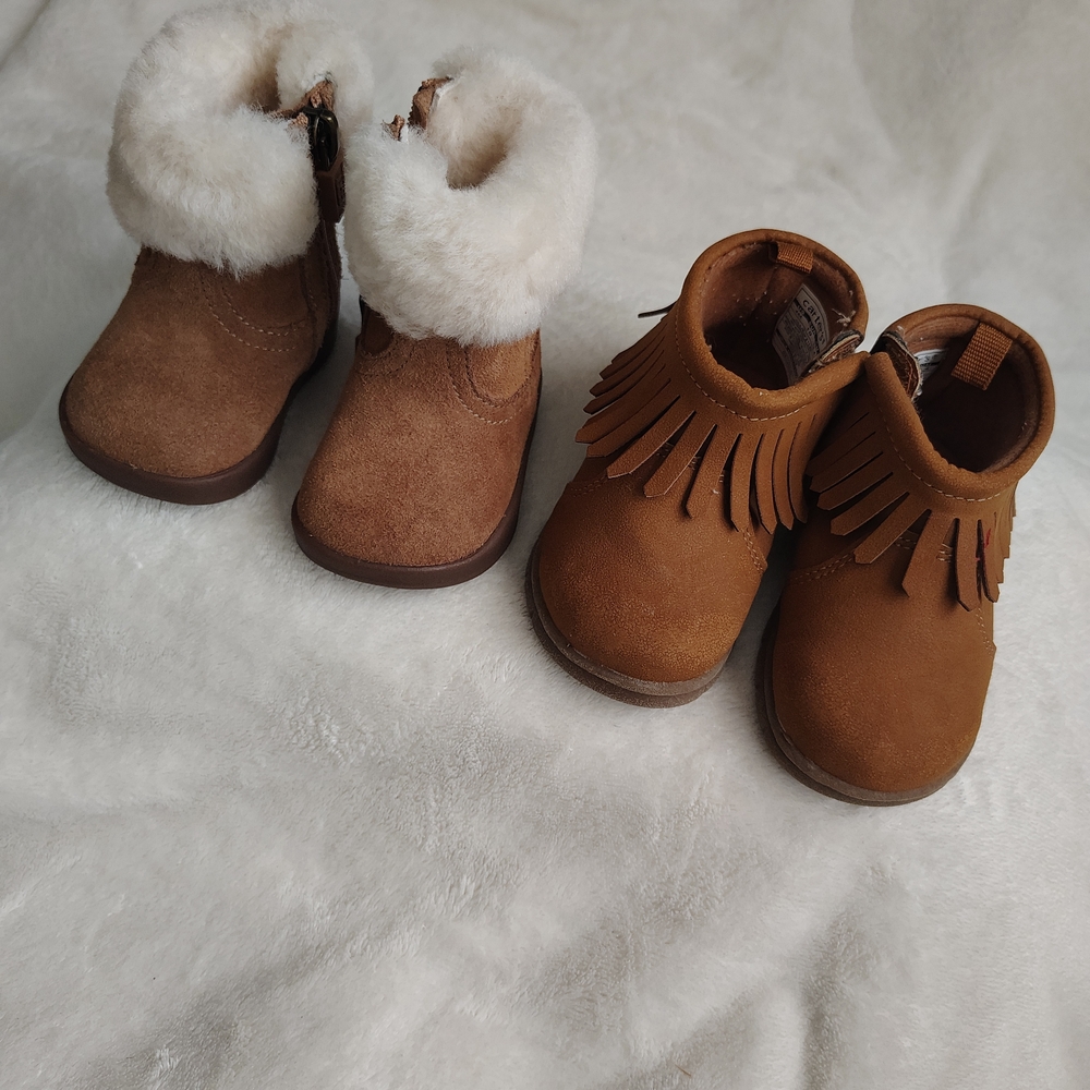 UGG & Carter's Baby Booties with Fringes and Soft Lining — Sizes 0/1 and 3 Month